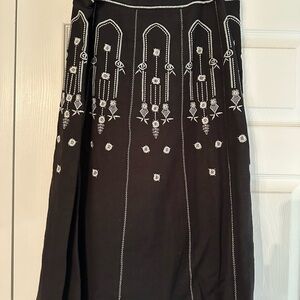Tweeds Black Skirt with White Embroidery
